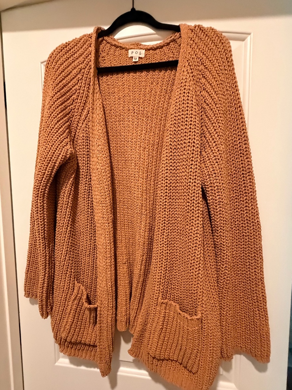POL Chunky Open-Front Cardigan - Camel